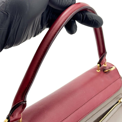 Celine Tricolor Trapeze Leather, Brown, Leather, Handbag