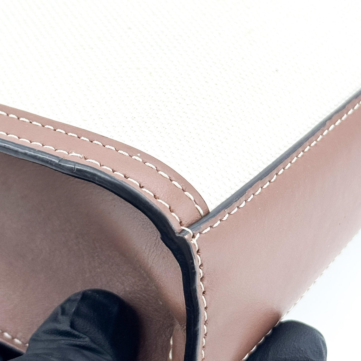 Burberry Logo Pocket Canvas with Leather, Brown, Canvas, Tote Bag