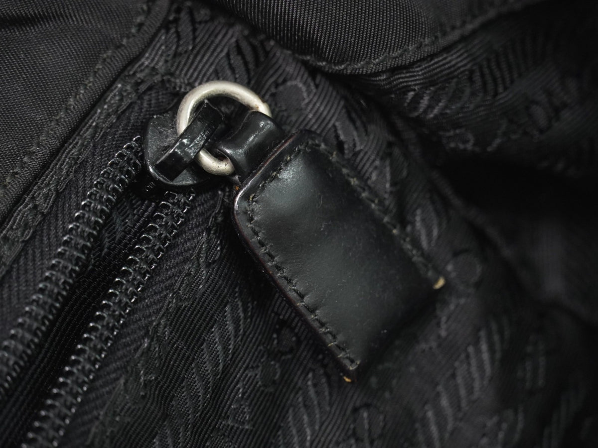 Prada Front Pocket Buckle Nylon, Black, Nylon, Backpack