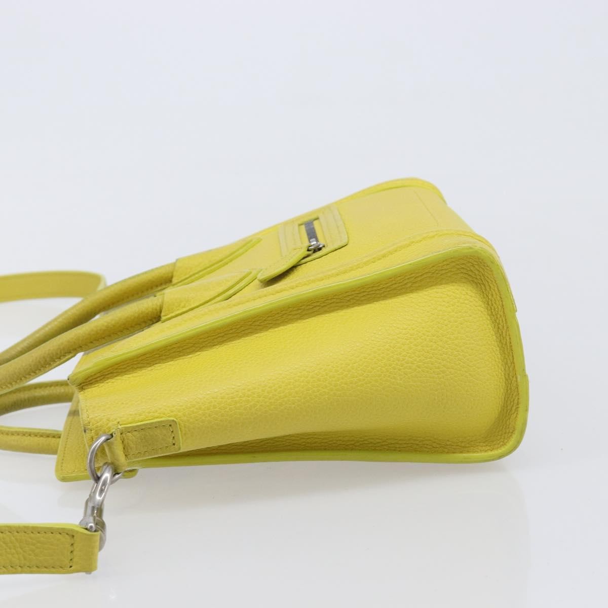Celine Luggage Grainy Leather, Yellow, Leather, Handbag