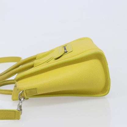 Celine Luggage Grainy Leather, Yellow, Leather, Handbag