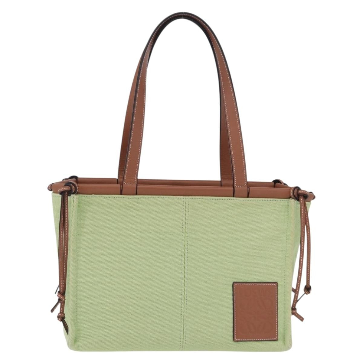 Loewe Cushion Canvas, Green, Canvas, Tote Bag