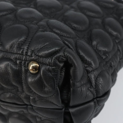 Salvatore Ferragamo Gancini Leather, Black, Leather, Handbag