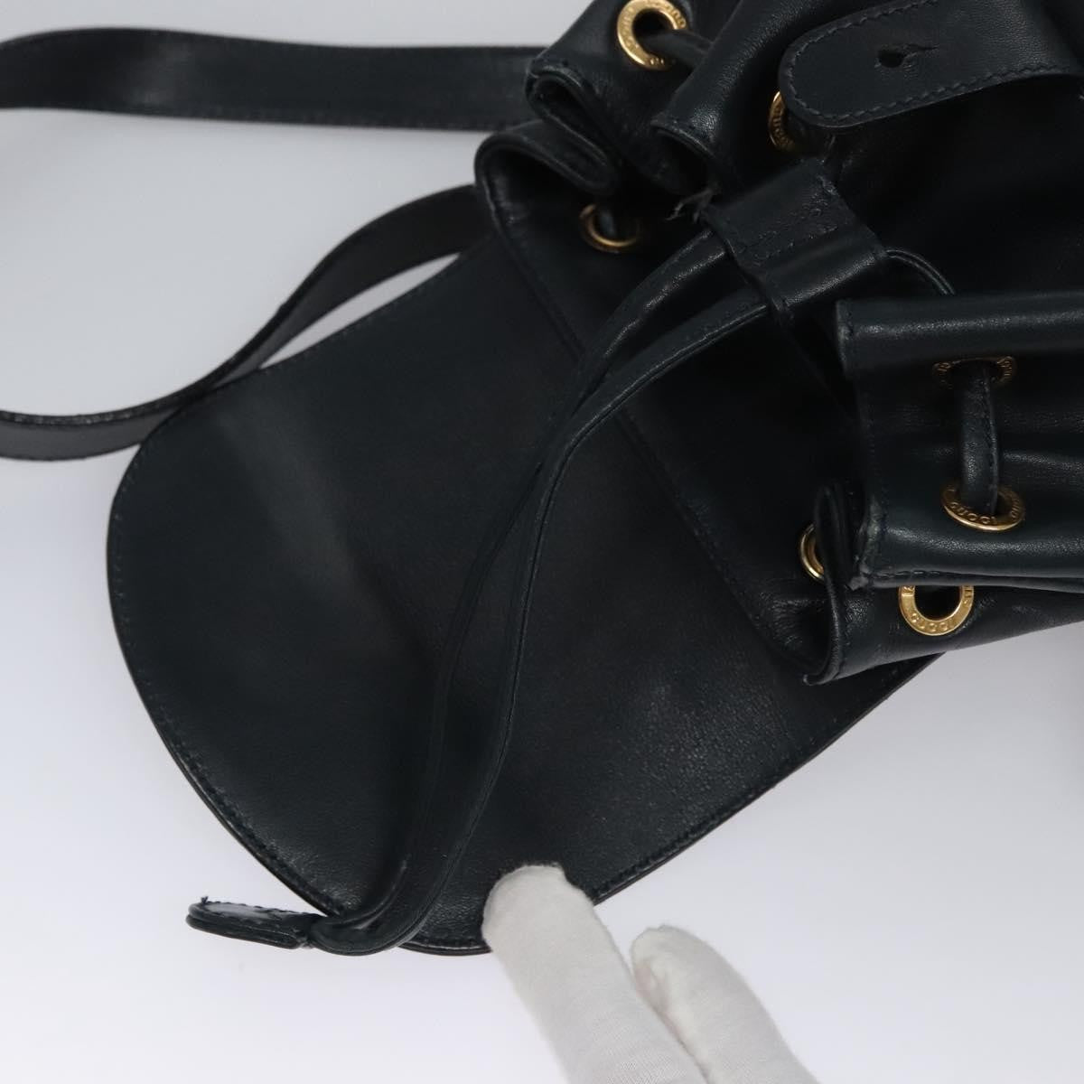 Gucci Vintage Bamboo Leather, Black, Leather, Backpack