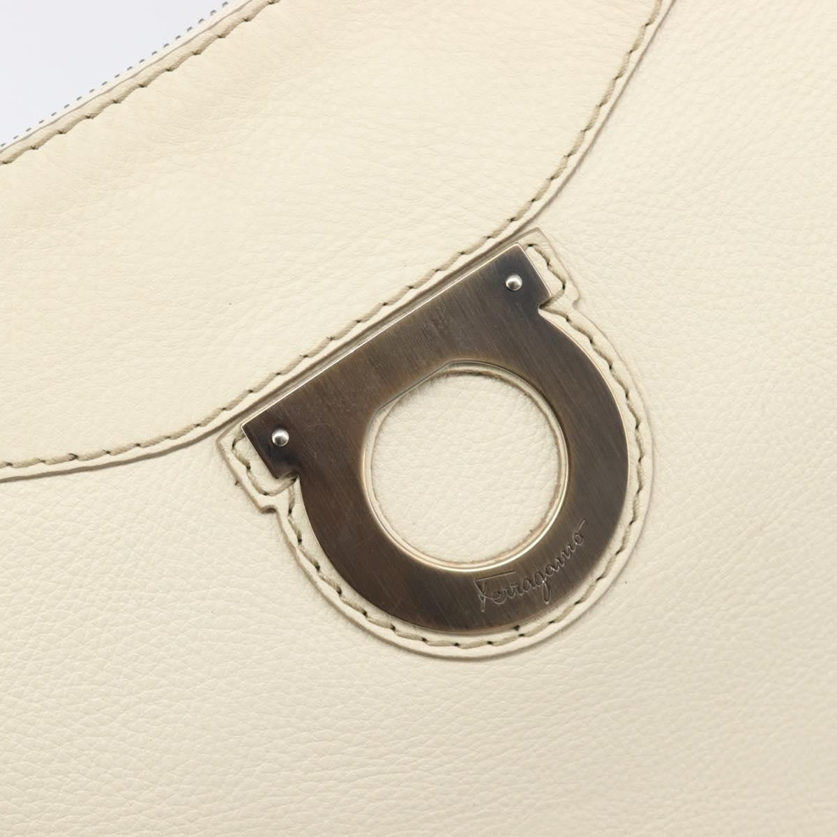 Salvatore Ferragamo Gancini Leather, Beige, Leather, Crossbody Bag