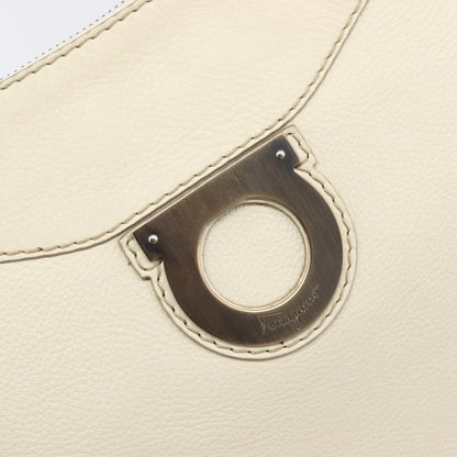 Salvatore Ferragamo Gancini Leather, Beige, Leather, Crossbody Bag