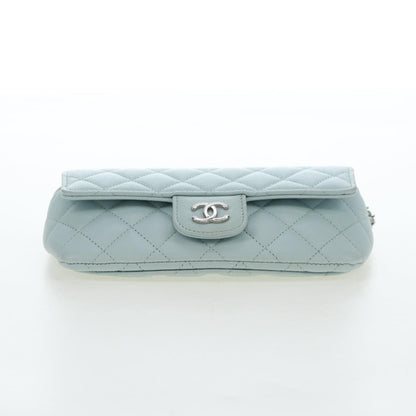 Chanel Classic Sunglasses Case with Chain Quilted Caviar, Blue, Calfskin, Clutch