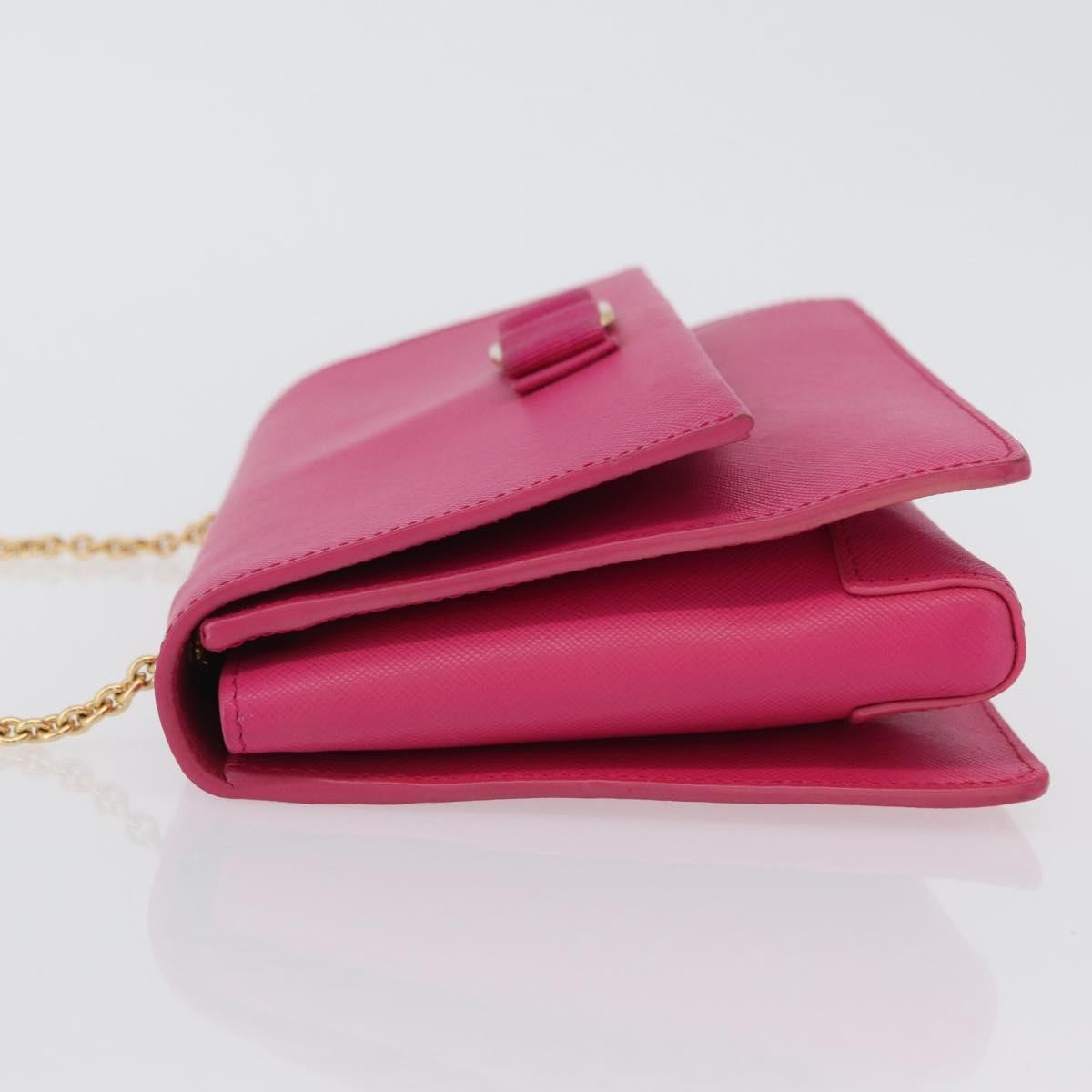Salvatore Ferragamo Vala Chain Leather, Pink, Leather, Shoulder Bag