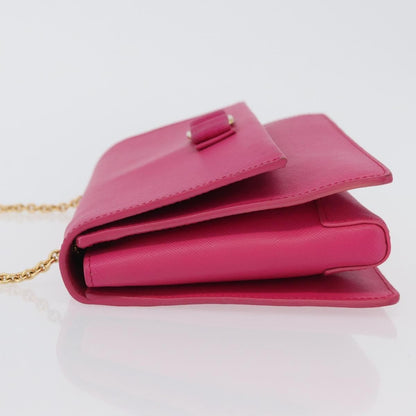 Salvatore Ferragamo Vala Chain Leather, Pink, Leather, Shoulder Bag