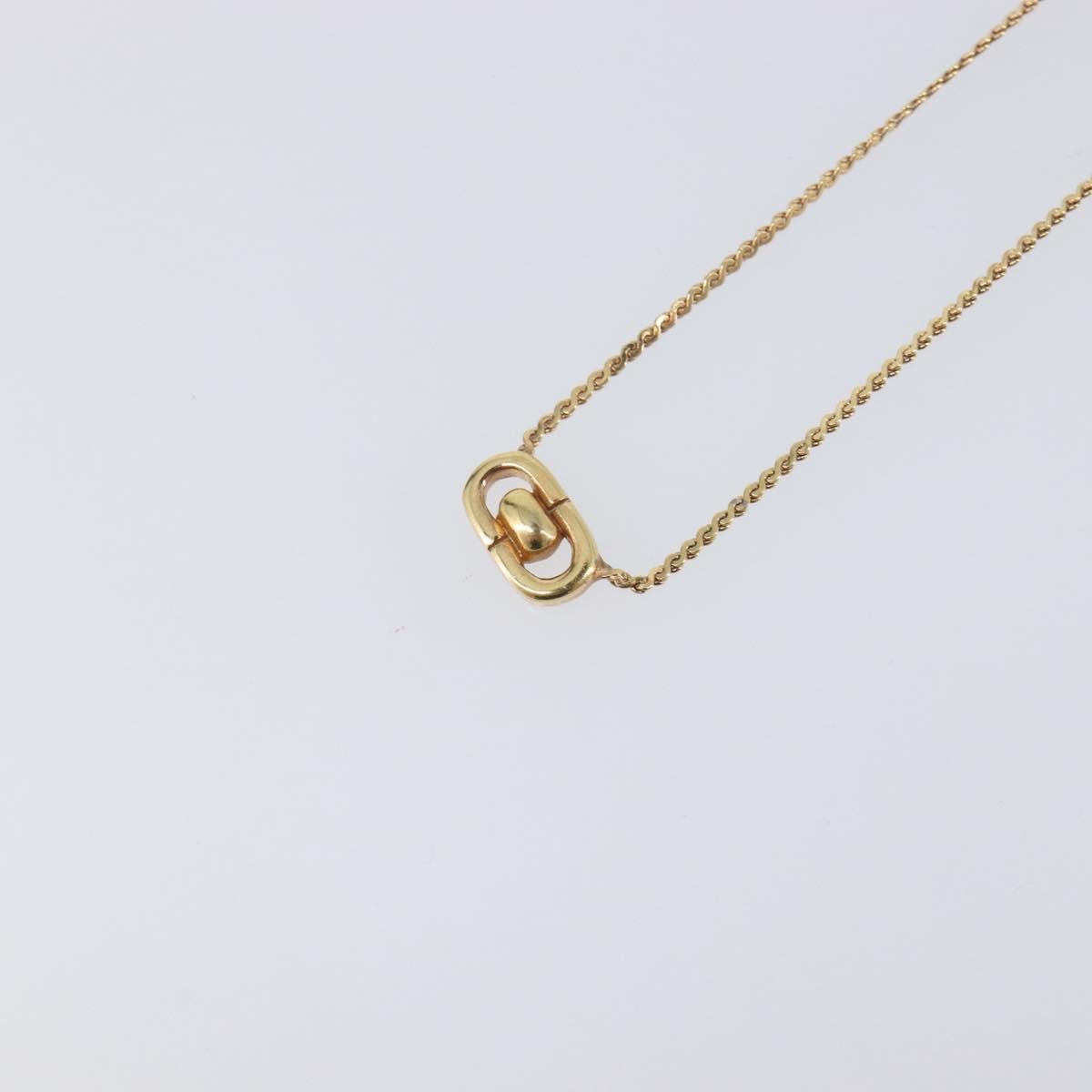Christian Dior CD Oval Pendant Necklace Metal, Gold, Metal, Necklace