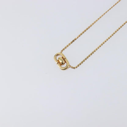 Christian Dior CD Oval Pendant Necklace Metal, Gold, Metal, Necklace