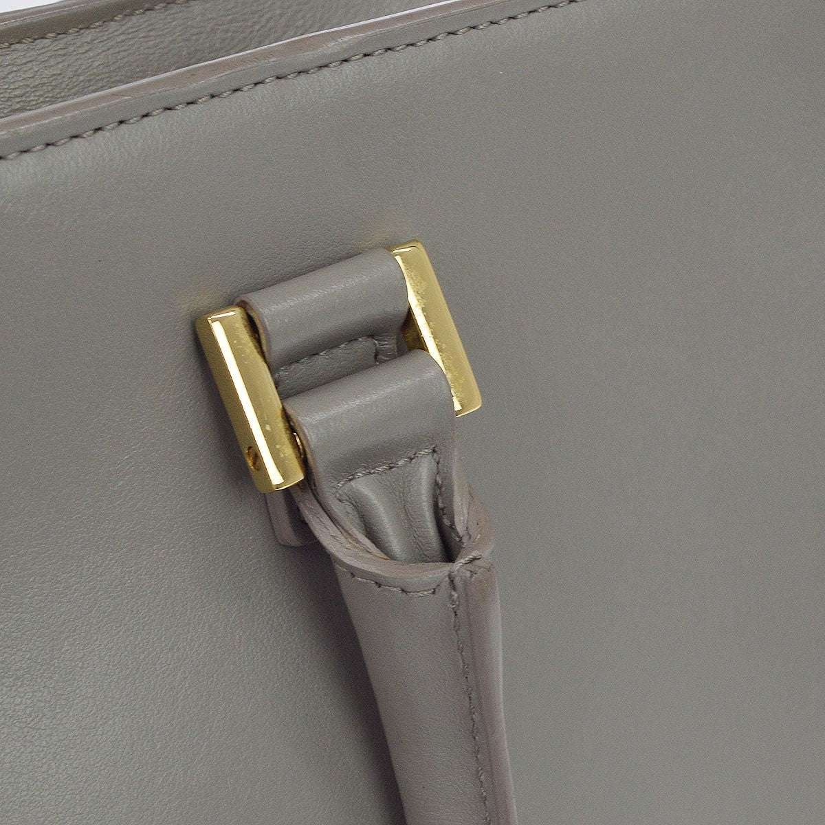 Saint Laurent Monogram Cabas Leather, Gray, Leather, Tote Bag
