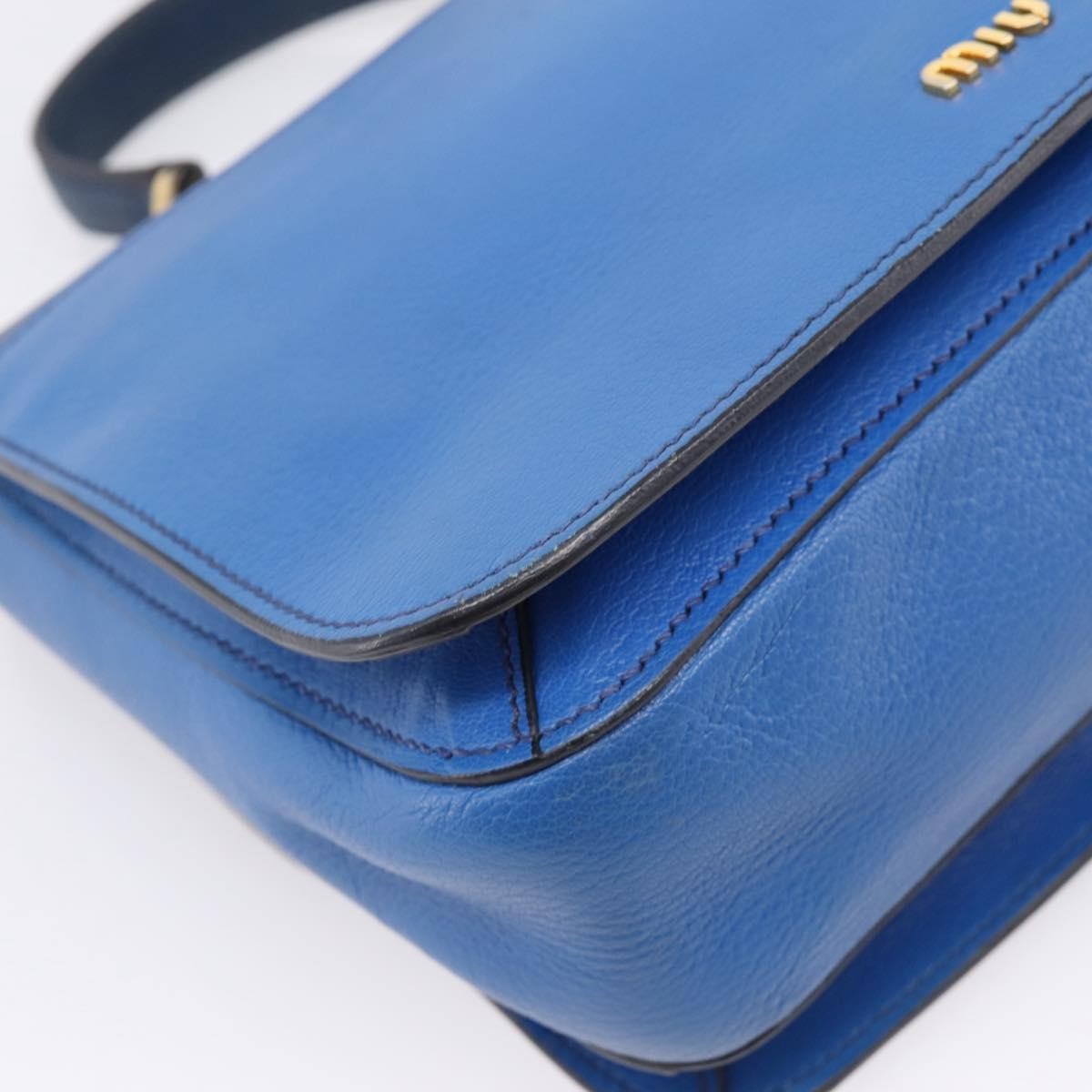 Miu Miu Madras Top Handle Leather, Navy, Leather, Handbag
