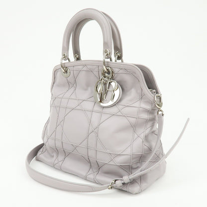 Christian Dior Granville Satchel Cannage Quilt Leather, Purple, Leather, Handbag
