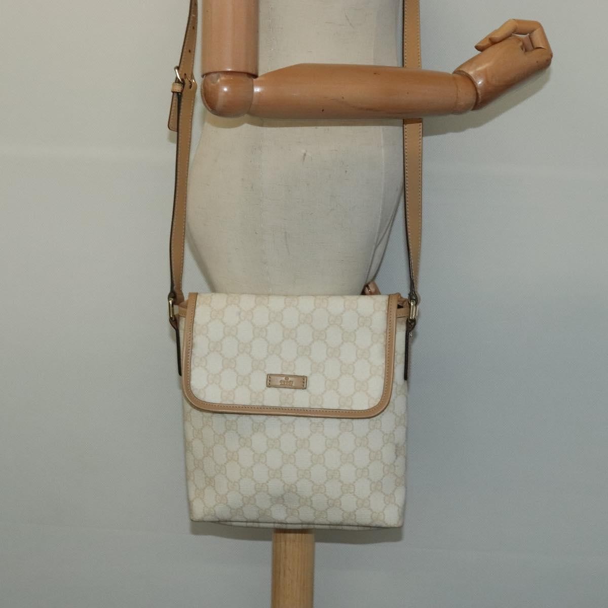 Gucci Flap Messenger GG Coated Canvas, White, Canvas, Shoulder Bag