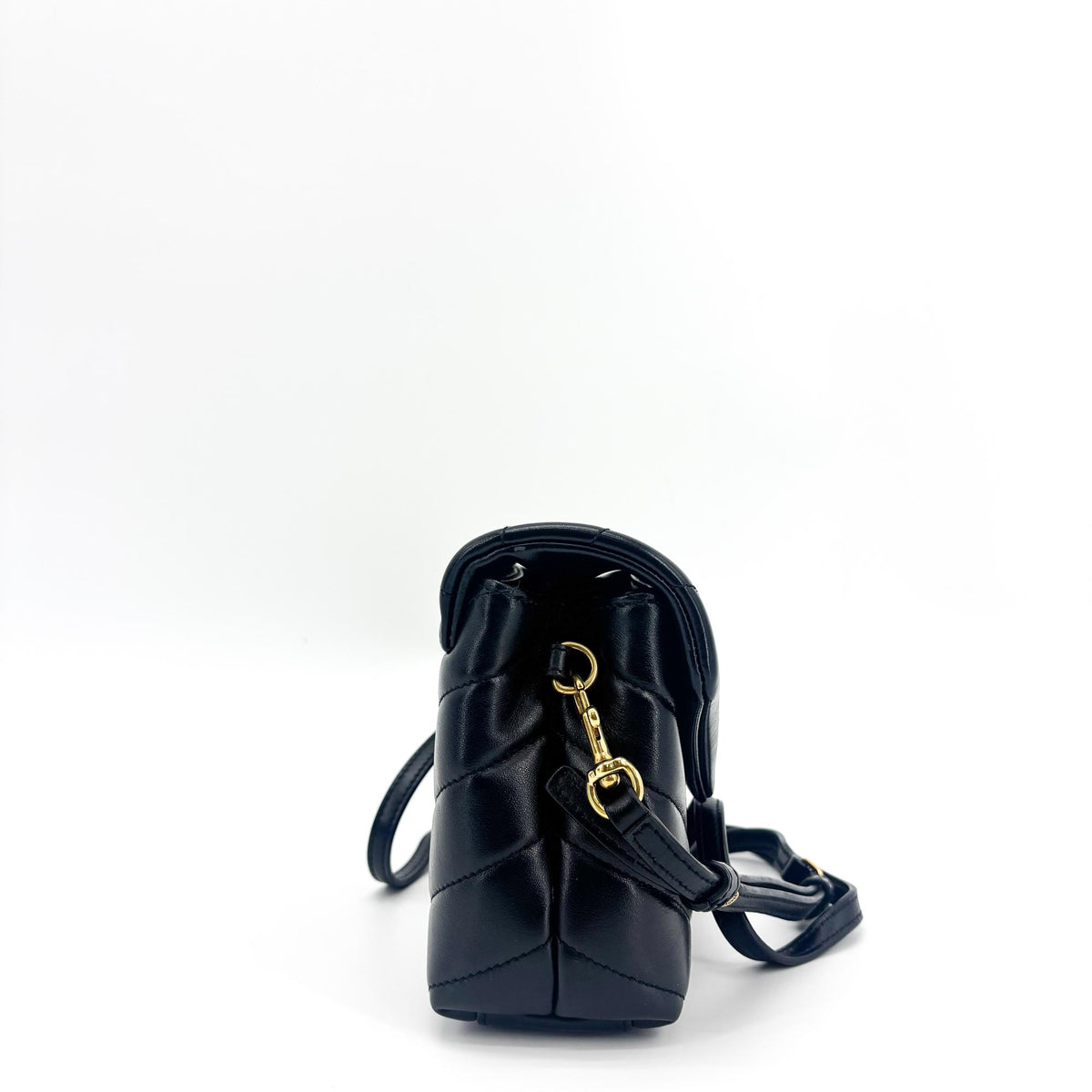 Saint Laurent LouLou Backpack Matelasse Chevron Leather, Black, Leather, Backpack