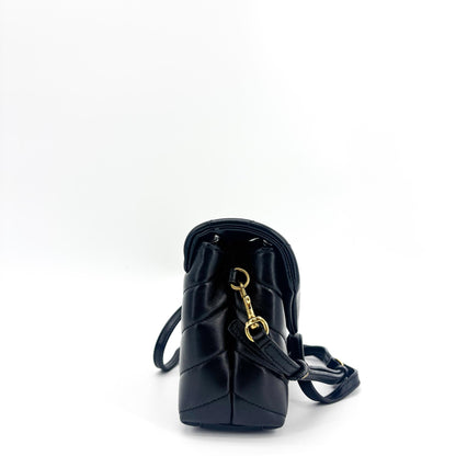 Saint Laurent LouLou Backpack Matelasse Chevron Leather, Black, Leather, Backpack