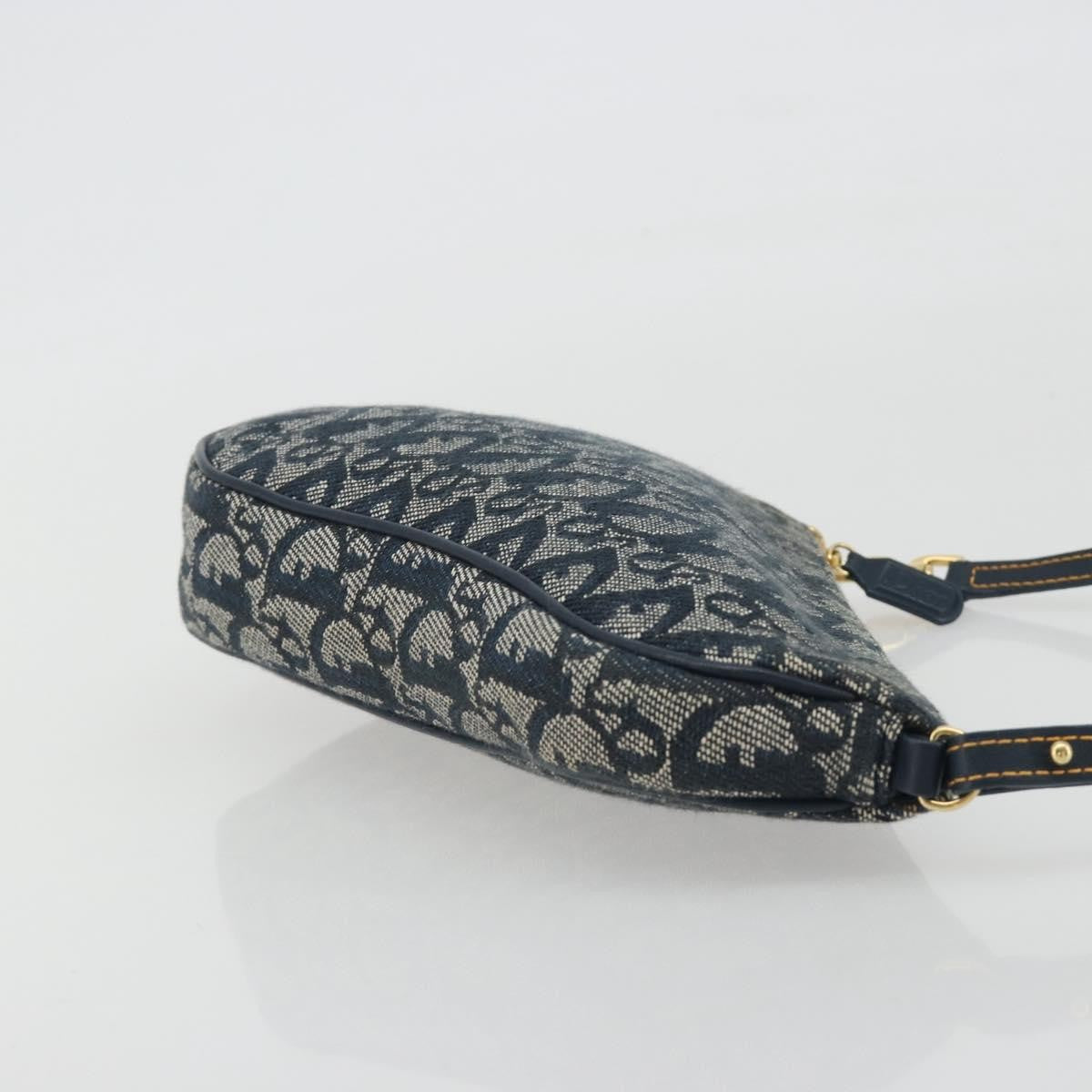 Christian Dior Vintage Saddle Diorissimo Canvas, Navy, Canvas, Shoulder Bag