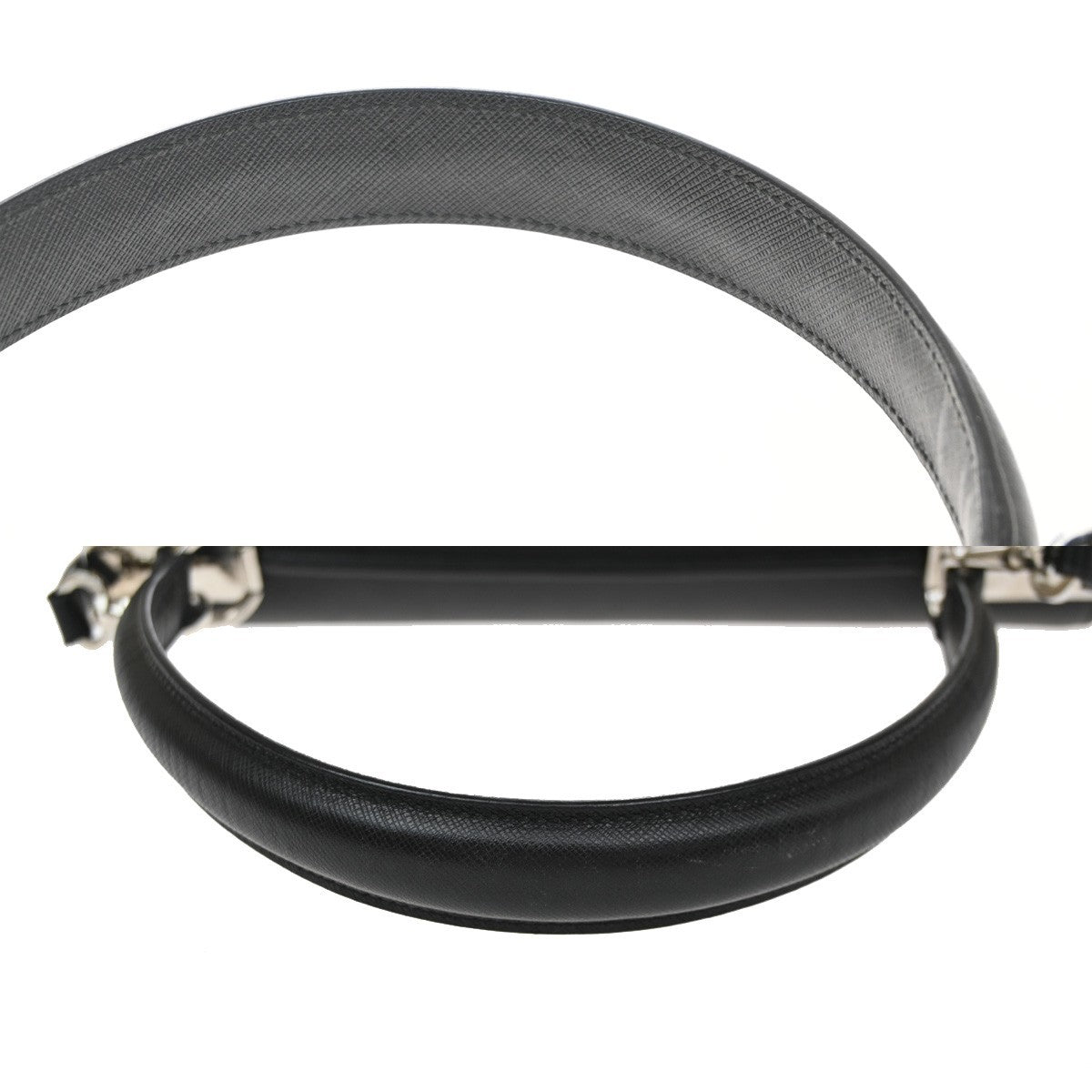 Salvatore Ferragamo Double Gancini Top Handle Saffiano Leather, Black, Leather, Handbag
