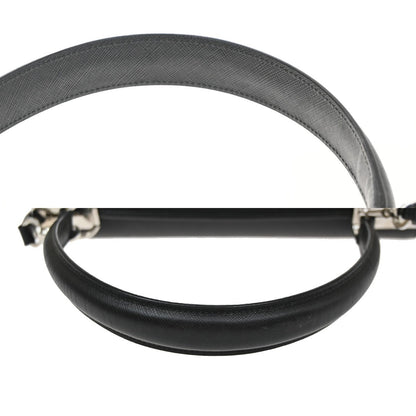 Salvatore Ferragamo Double Gancini Top Handle Saffiano Leather, Black, Leather, Handbag