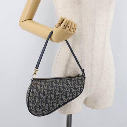 Christian Dior Vintage Saddle Diorissimo Canvas, Navy, Canvas, Handbag