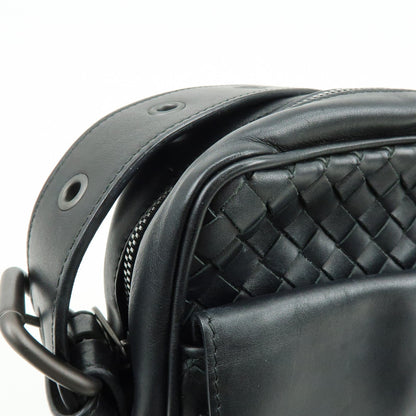 Bottega Veneta Front Pocket Messenger Intrecciato Nappa, Black, Leather, Handbag