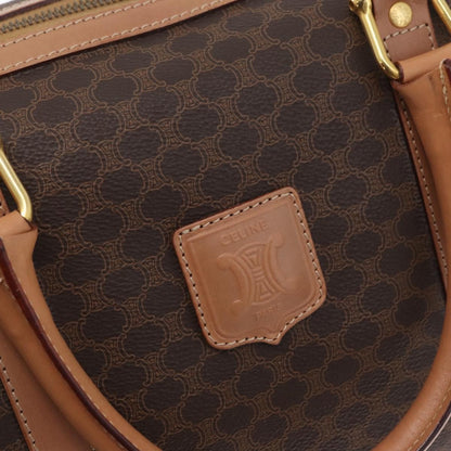 Celine Vintage Duffle Macadam Coated Canvas, Brown, PVC, Handbag