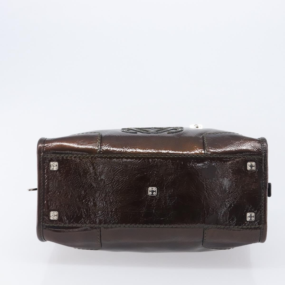 Loewe Amazona Patent, Brown, Patent Leather, Handbag