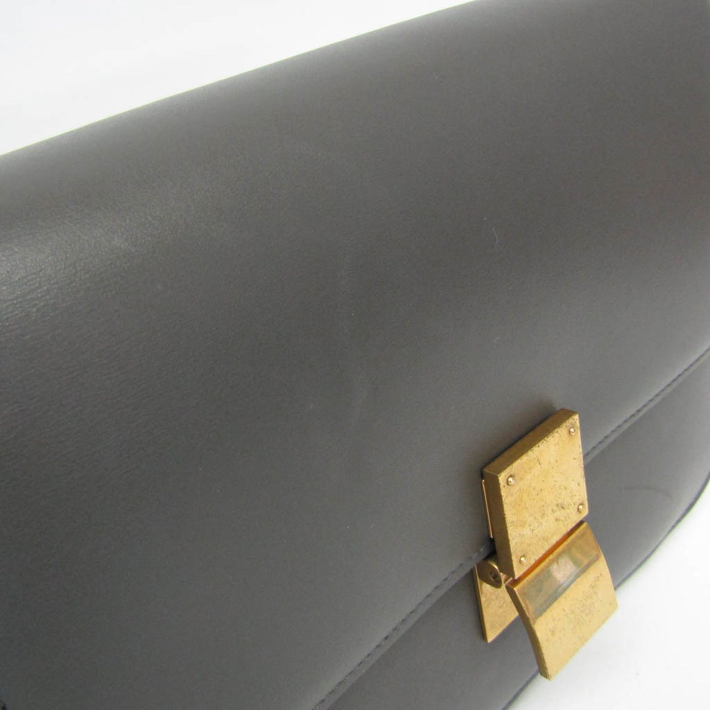 Celine Classic Box Smooth Leather, Gray, Leather, Handbag