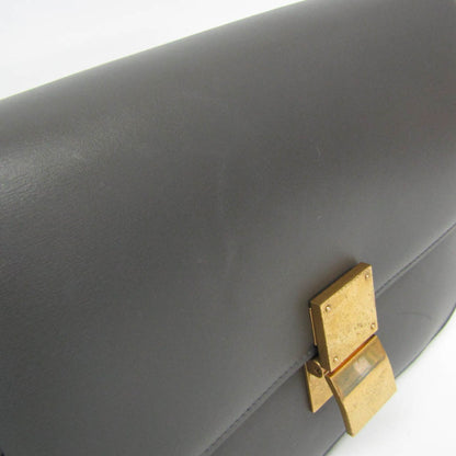 Celine Classic Box Smooth Leather, Gray, Leather, Handbag