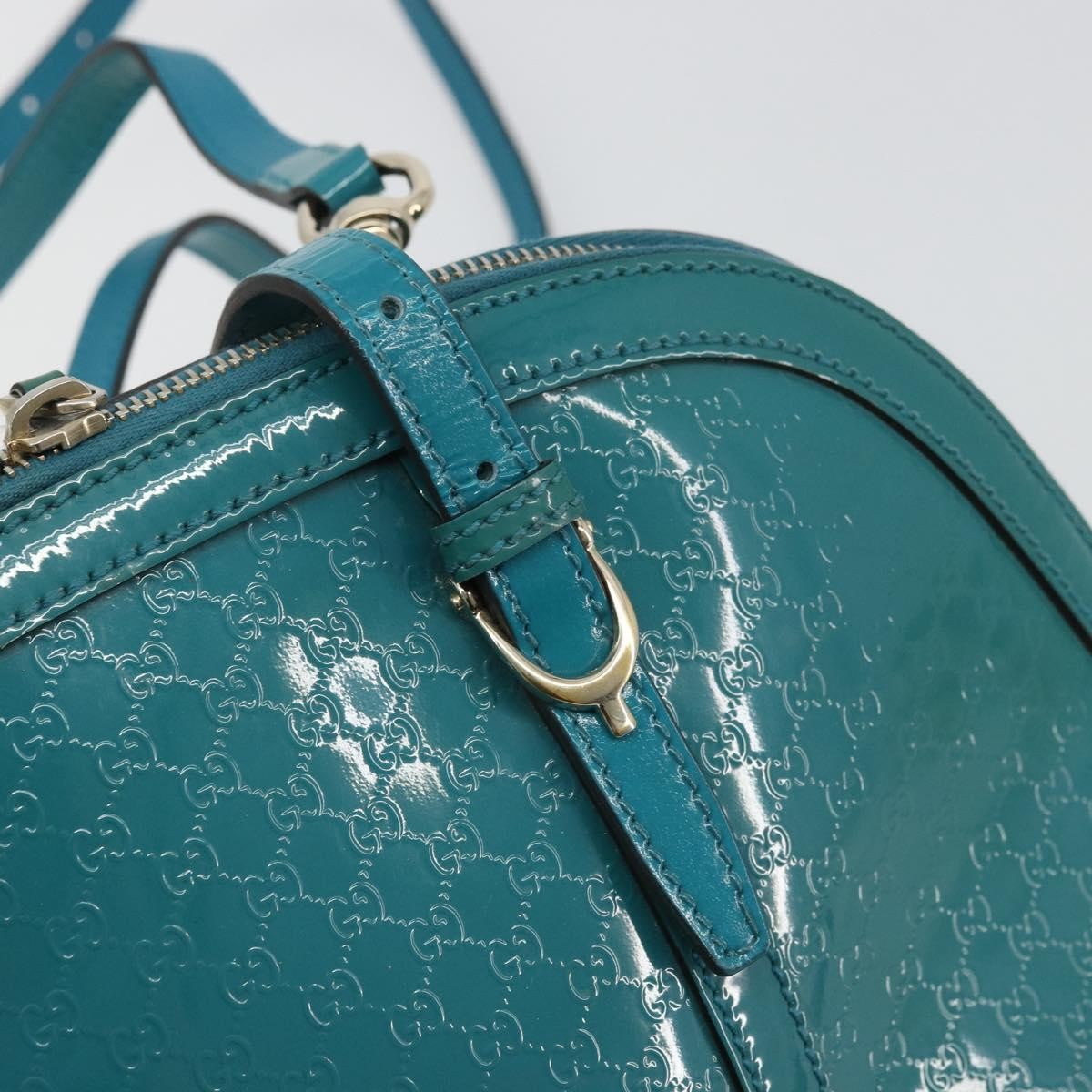 Gucci Nice Top Handle Microguccissima Patent, Turquoise, Patent Leather, Handbag