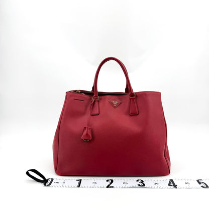 Prada Double Zip Lux Vernice Saffiano Leather, Red, Leather, Tote Bag