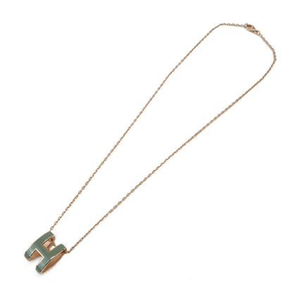 Hermes Pop H Pendant Chain Metal and Enamel, Pink, Rose Gold, Necklace
