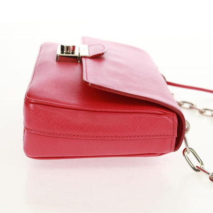 Prada Sound Chain Saffiano Leather, Red, Leather, Shoulder Bag