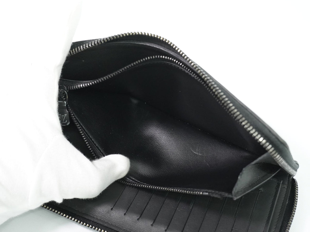 Louis Vuitton Zippy Monogram Shadow Leather, Black, Leather, Wallet