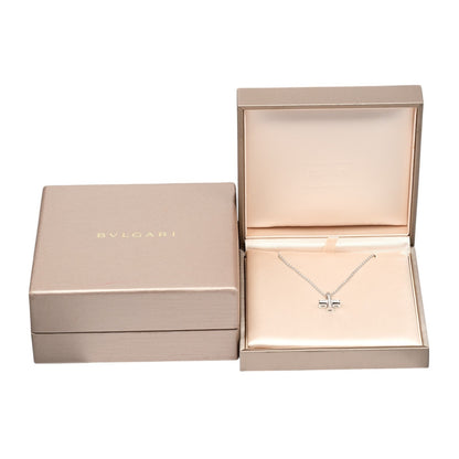 Bvlgari Greek Cross 18K White Gold with Diamonds, Silver, White Gold, Necklace