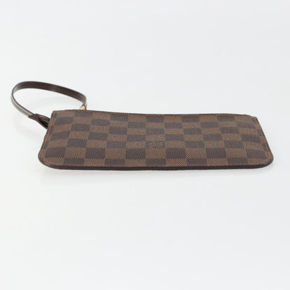 Louis Vuitton Neverfull Pochette Damier, Brown, Canvas, Clutch