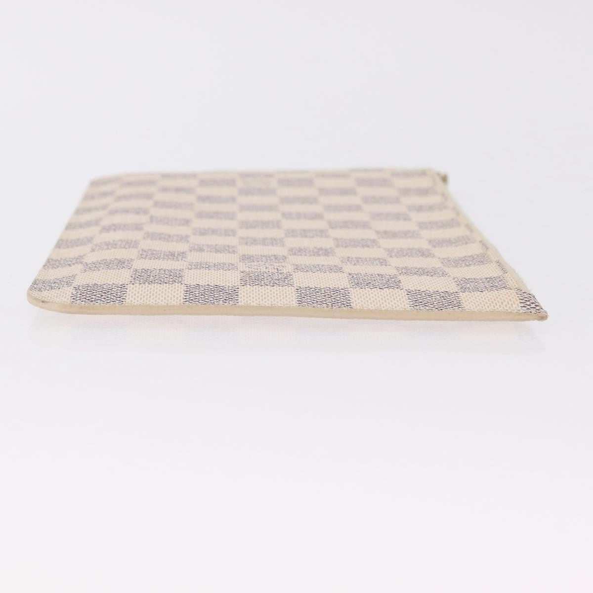 Louis Vuitton Neverfull Pochette Damier, White, Canvas, Clutch