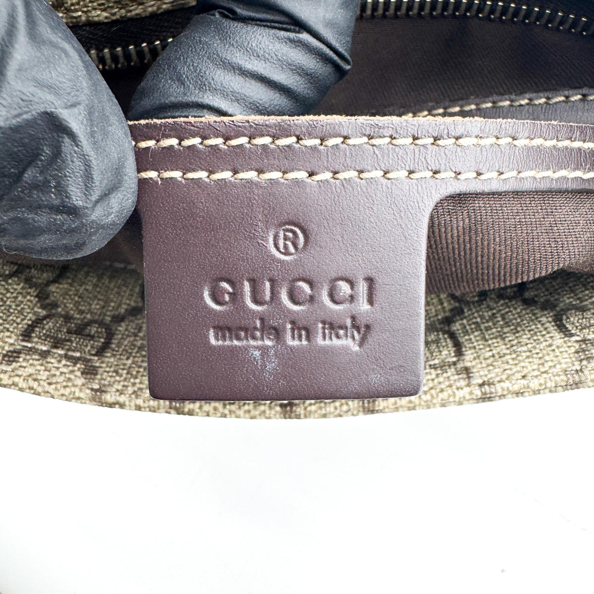 Gucci Zip Top Messenger GG Canvas with Leather, Black, Canvas, Shoulder Bag