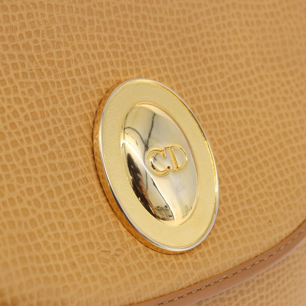 Christian Dior Vintage CD Flap Leather, Beige, Leather, Shoulder Bag