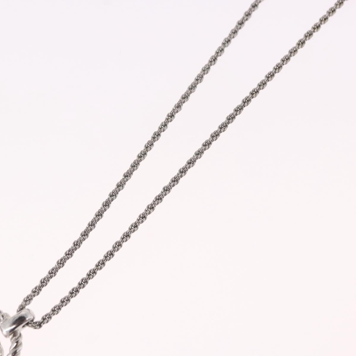 Christian Dior VIntage Circle Pendant Metal, Silver, Metal, Necklace