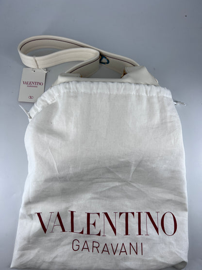 Valentino Garavani Ruffle Shoulder Bag Leather, White, Leather, Shoulder Bag