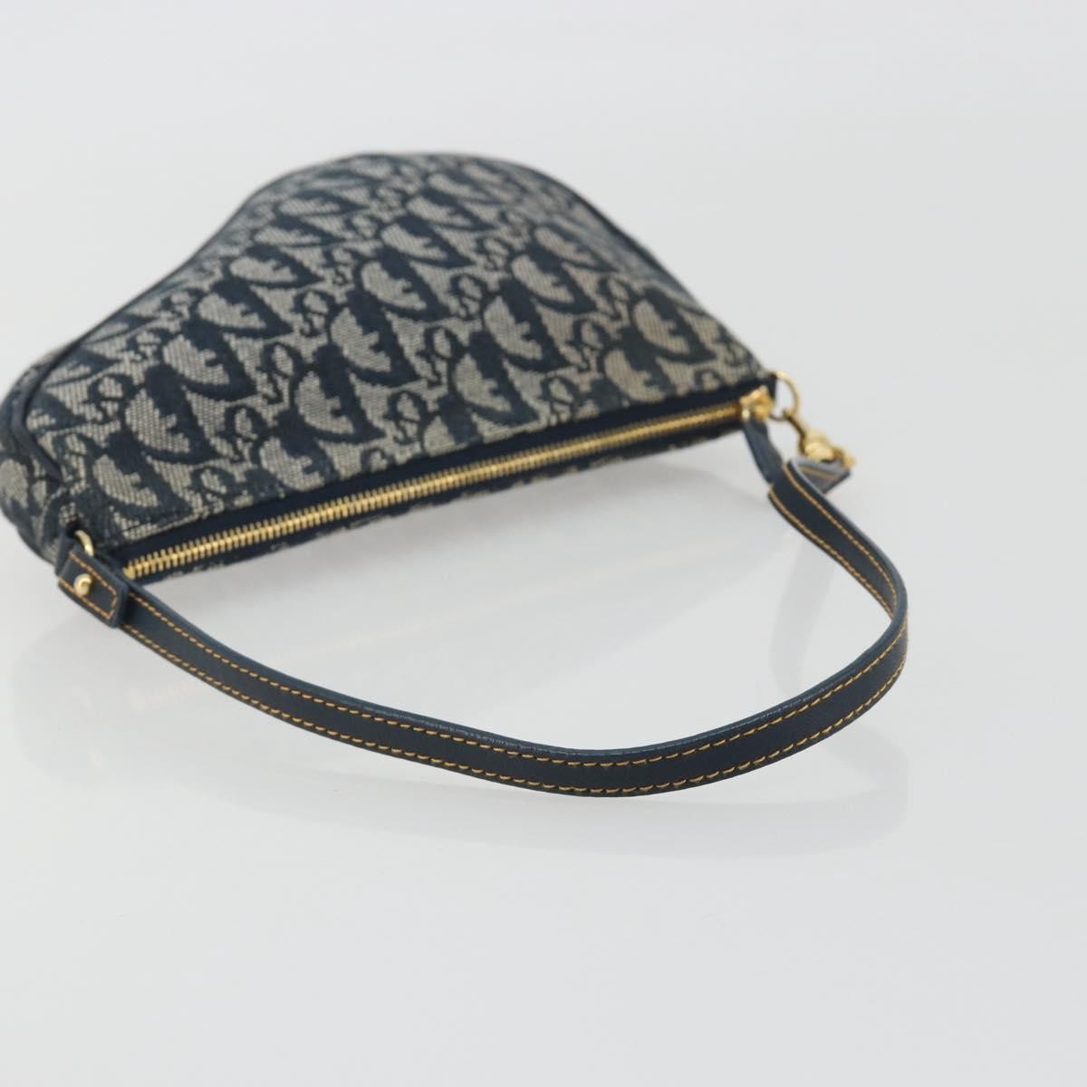 Christian Dior Vintage Saddle Diorissimo Canvas, Navy, Canvas, Shoulder Bag