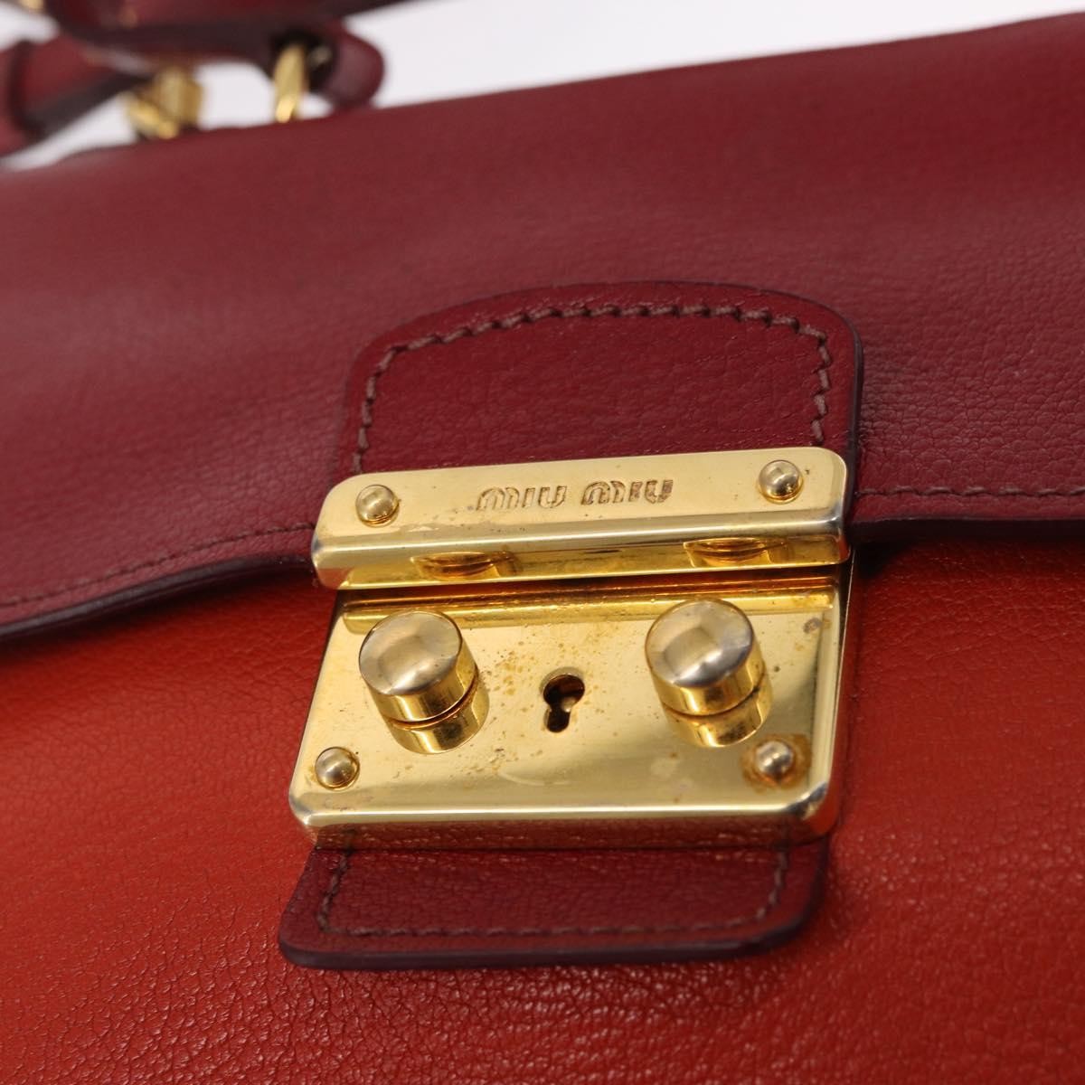 Miu Miu Madras Top Handle Leather, Red, Leather, Handbag