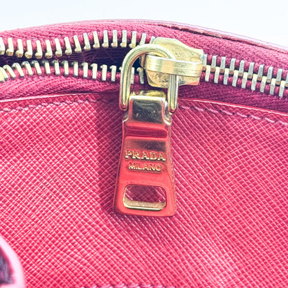 Prada Double Zip Lux Vernice Saffiano Leather, Red, Leather, Tote Bag