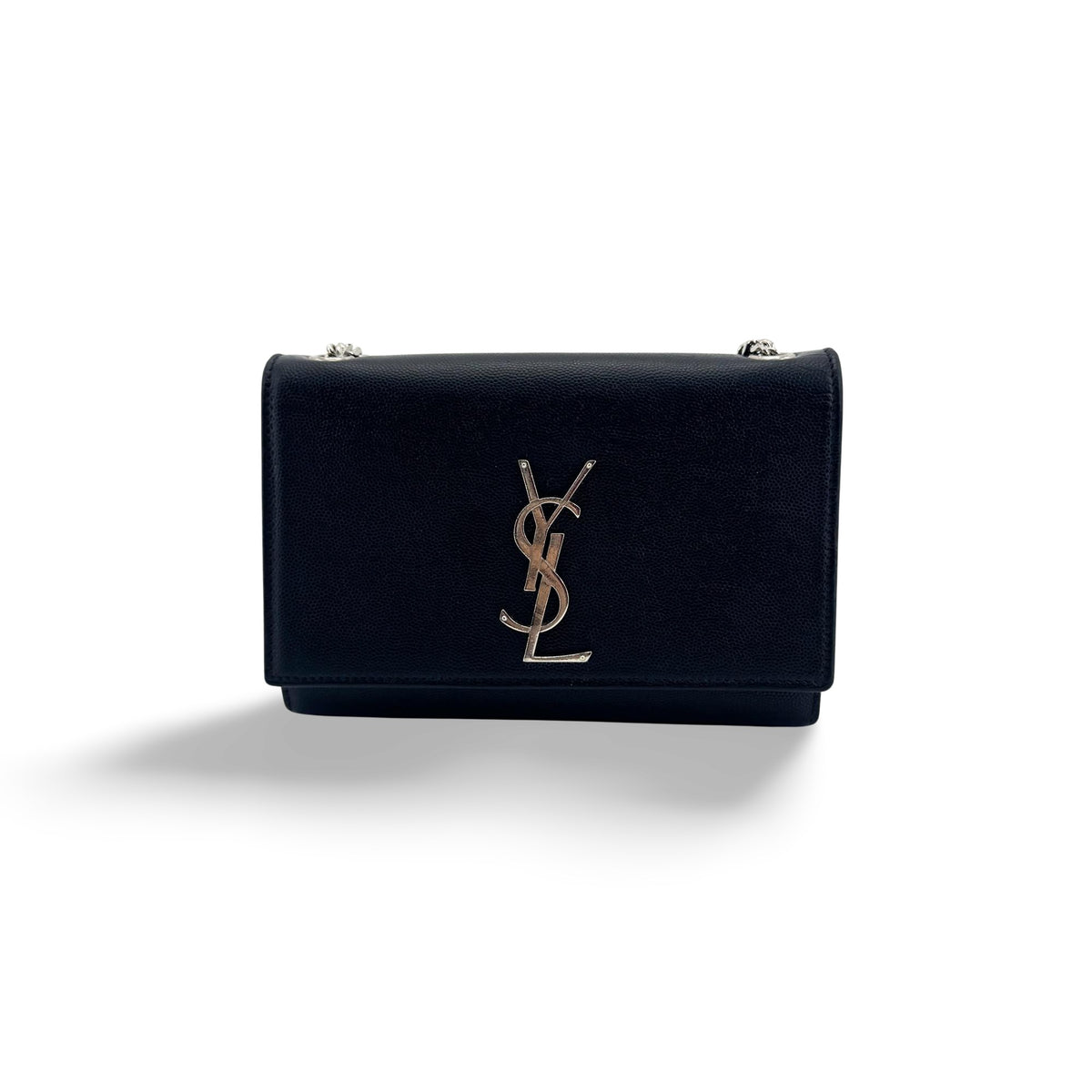 Saint Laurent Classic Monogram Grainy Leather, Black, Leather, Crossbody Bag