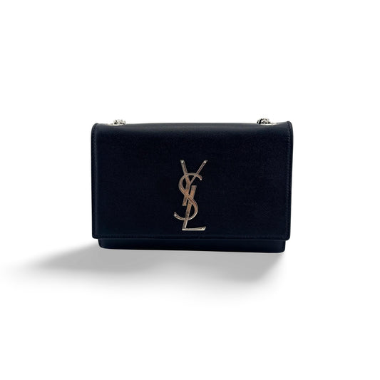 Saint Laurent Classic Monogram Grainy Leather, Black, Leather, Crossbody Bag