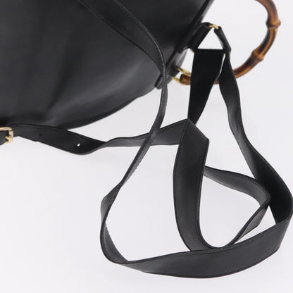 Gucci Vintage Bamboo Leather, Black, Leather, Backpack