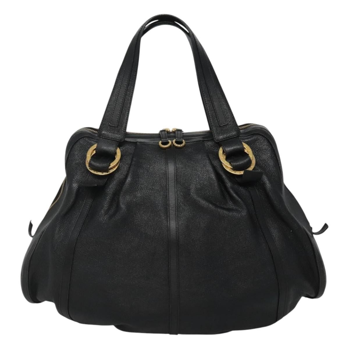Bvlgari Chandra Leather, Black, Leather, Shoulder Bag