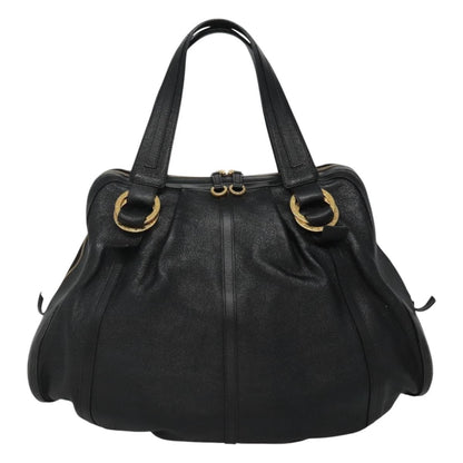 Bvlgari Chandra Leather, Black, Leather, Shoulder Bag
